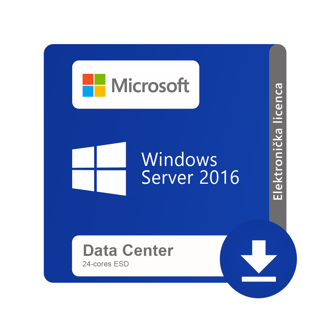 Windows Server 2016 Data Center (24‐cores) ESD digital license