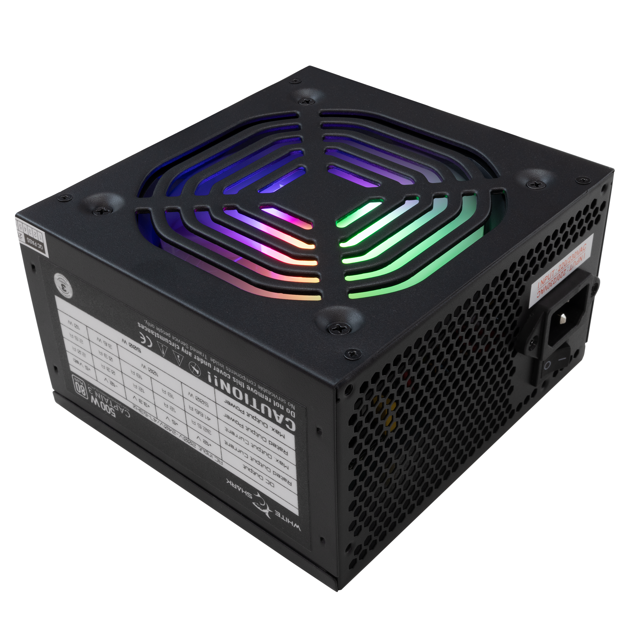 WHITE SHARK RGB power supply 500W 80PLUS GPSU-W500F CAPTAIN-3
